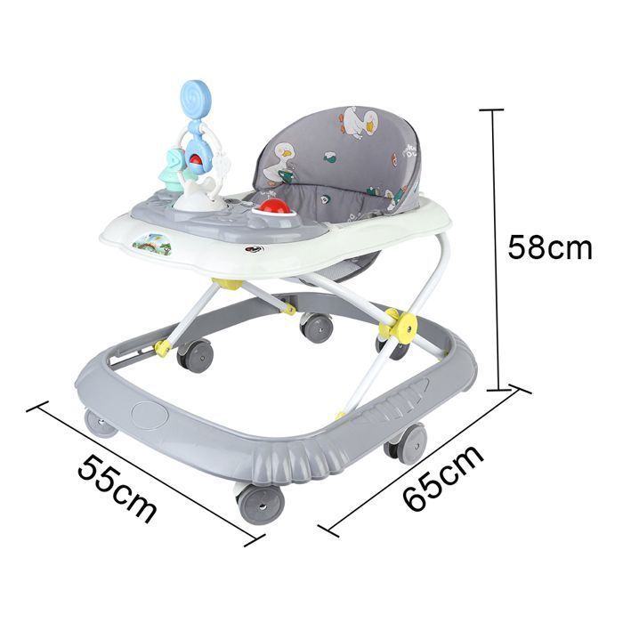 Andador musical 3 en 1 MIPAN para bebés - Carga máxima 25 kg - Ajustable - Plegable - Antivuelco - Con música + Crecimiento seguro - Gris