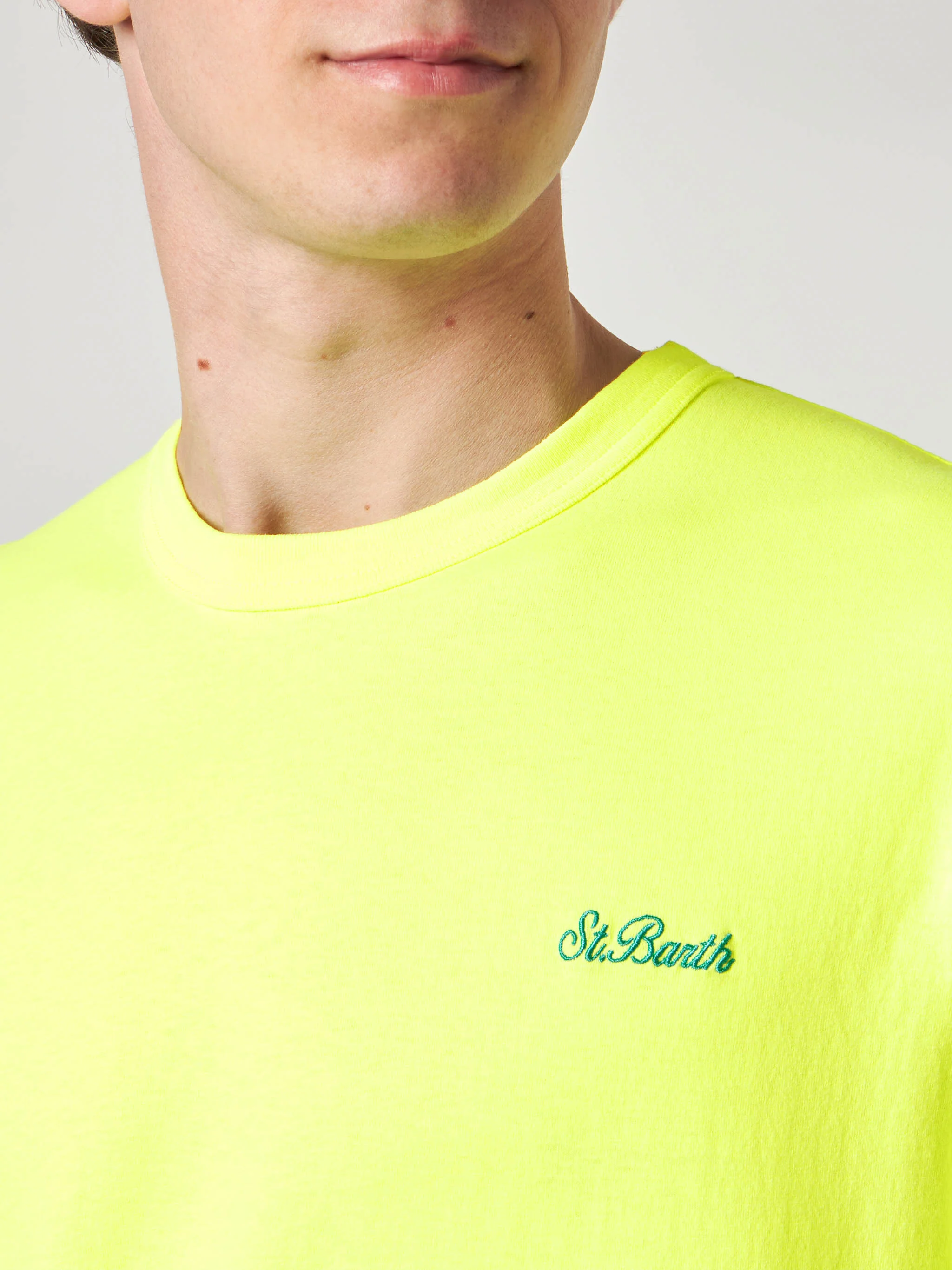 Heren T-shirt van geel katoen