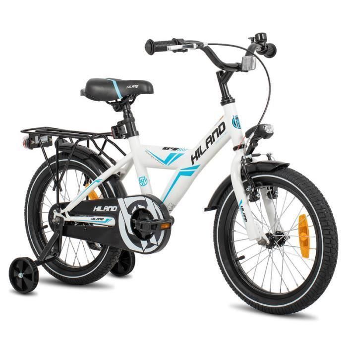 Vélo d'enfant - HILAND - 16 pouces - Stabilisateurs - Selle réglable - Prémonté à 90%