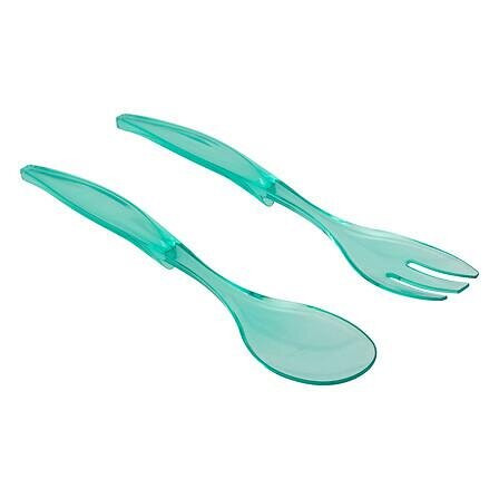 Zestaw 2 ŁYŻKI DO SAŁATEK miętowe PLASTIKOWE 29,5 x 6 x 2 cm