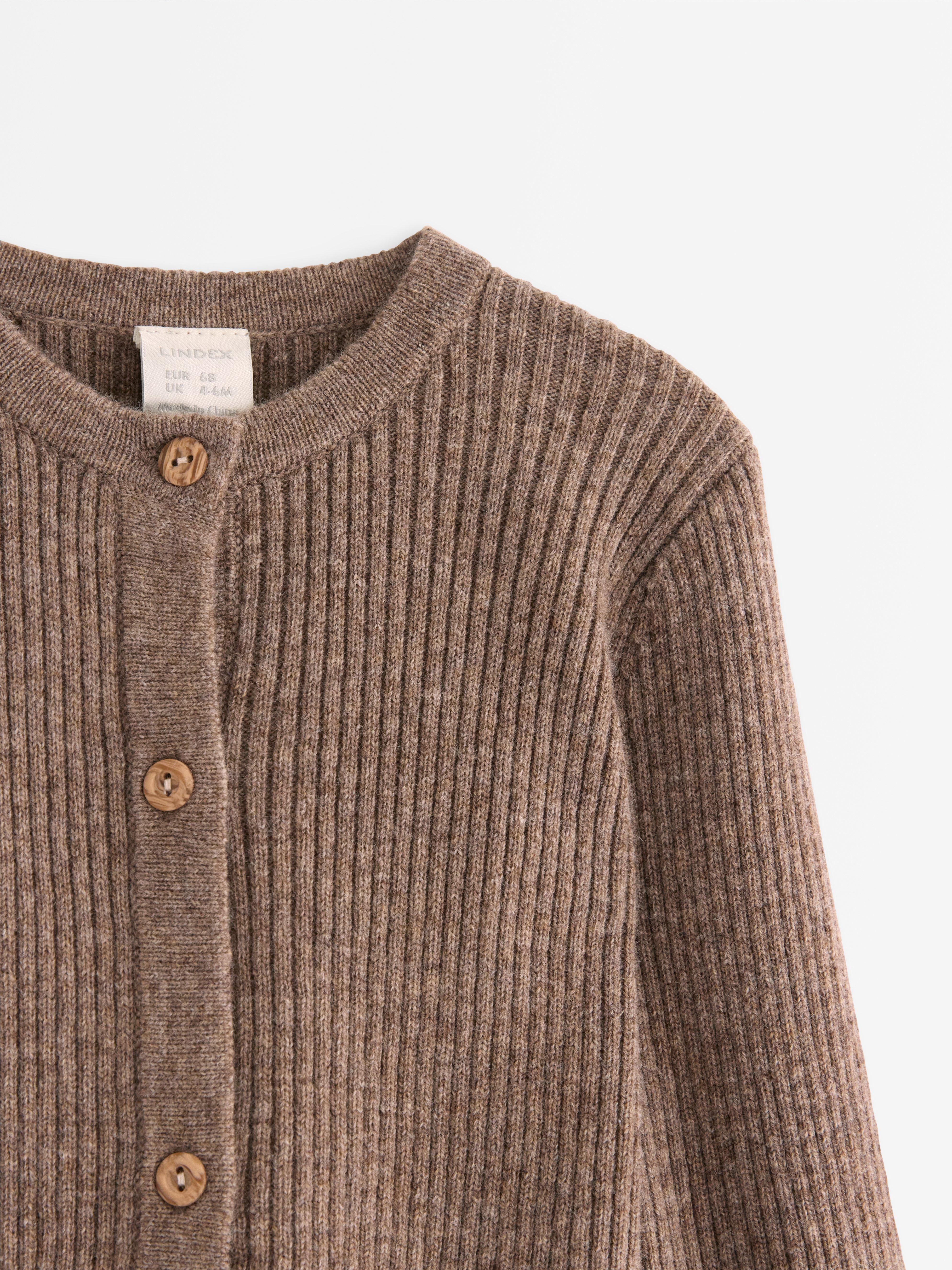 Cardigan z merino vlny Hnědý melanž