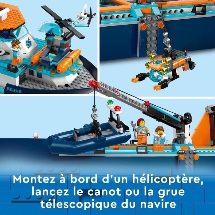 LEGO® City 60368 Le Navire d’Exploration Arctique, Jouet de Grand Bateau Flottant, Cadeau Enfants