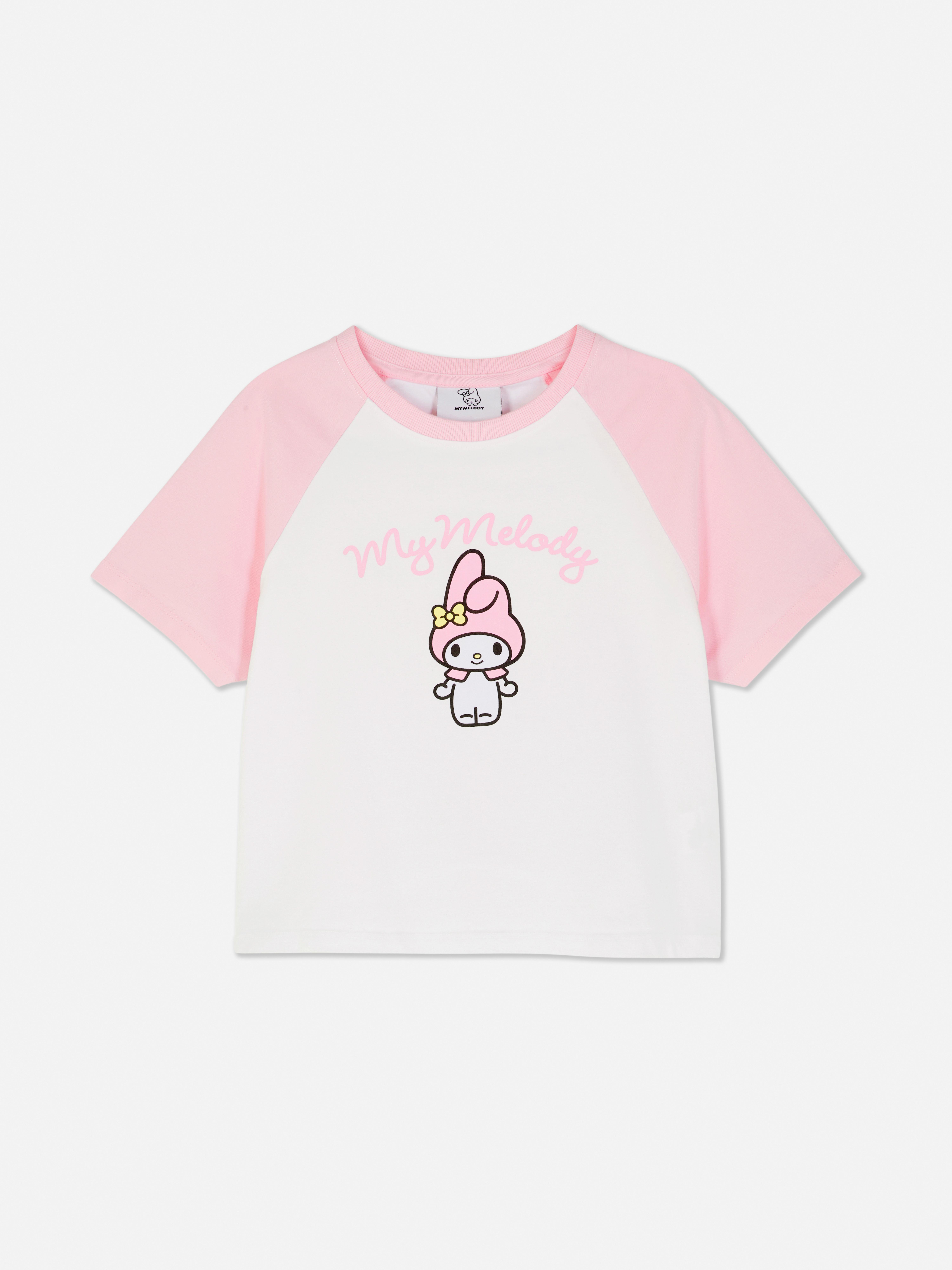 Tricou pentru bebeluși Hello Kitty My Melody Un tricou pentru bebeluși cu mâneci raglan scurte și un design My Melody