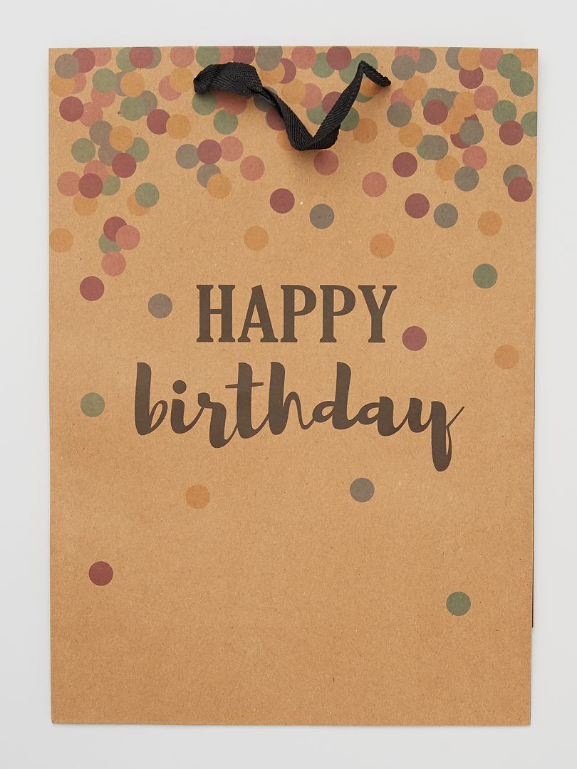Bolsa de regalo de feliz cumpleaños - Marrón