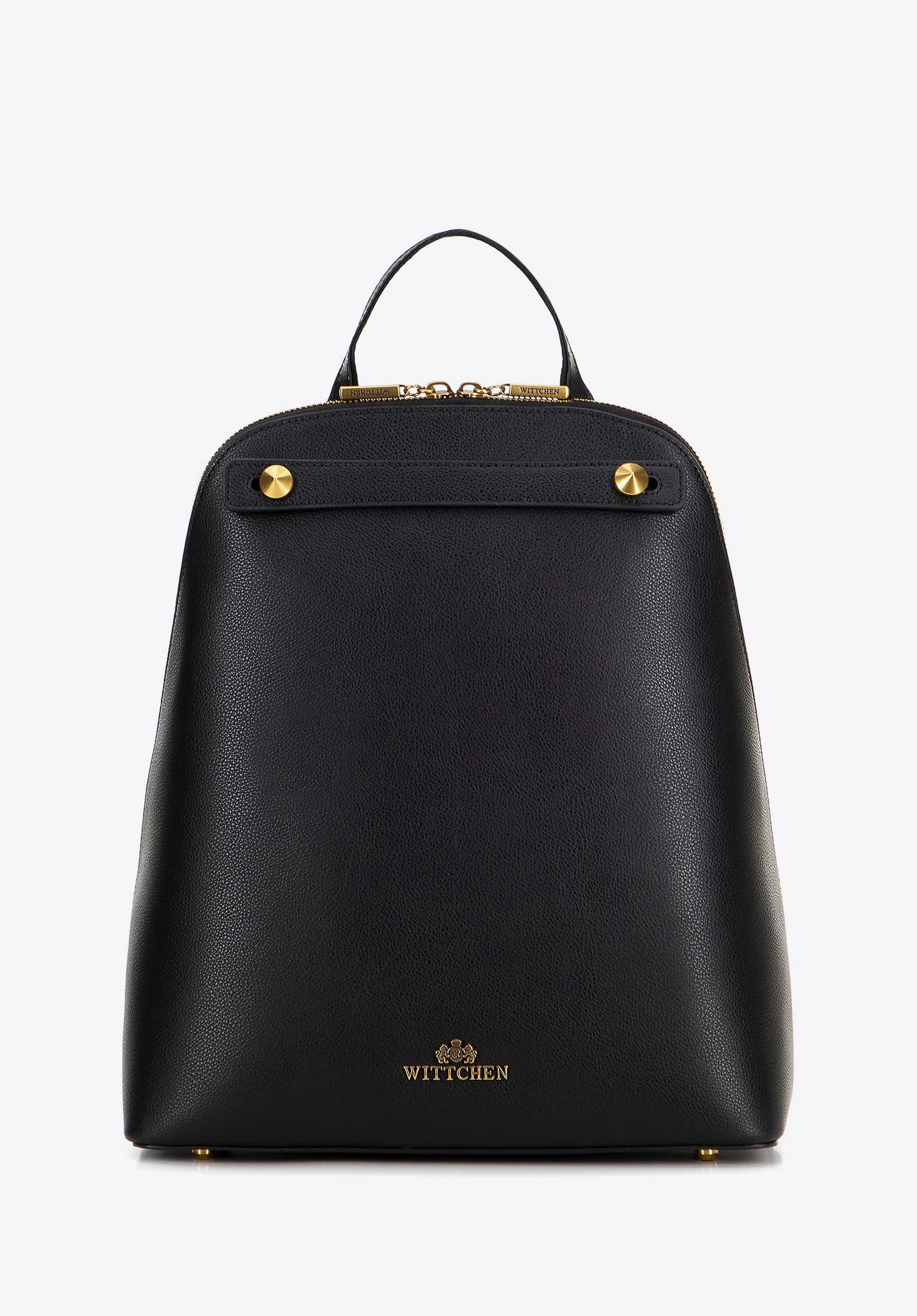 Damski plecak skórzany trapezowy czarny