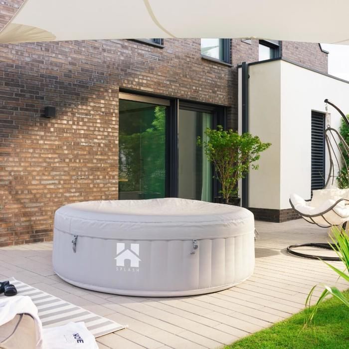Spa exterior HOME DELUXE SPLASH con cojines y techo - Ø208 cm - 6 personas - Gris