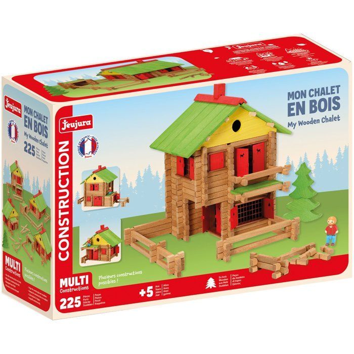 JEUJURA - Wooden Construction Set - My Wooden Chalet - 225 Pieces - Ages 5+