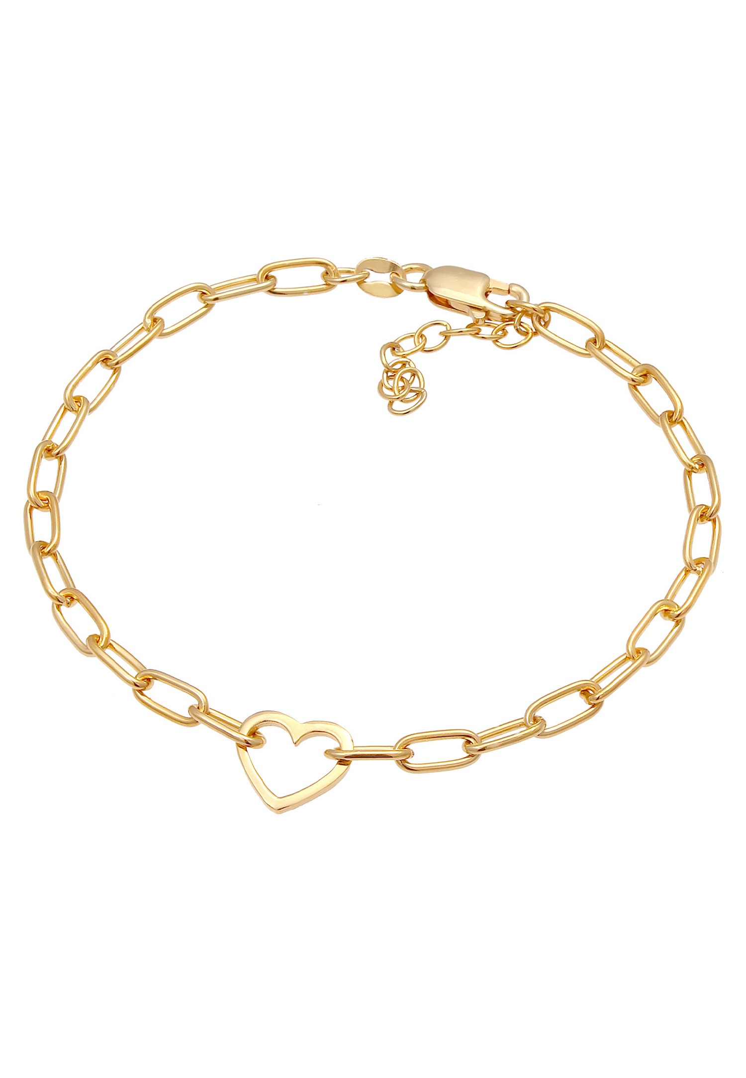 Elli Chaîne maille coeur pour femme tendance ovale en argent sterling 925