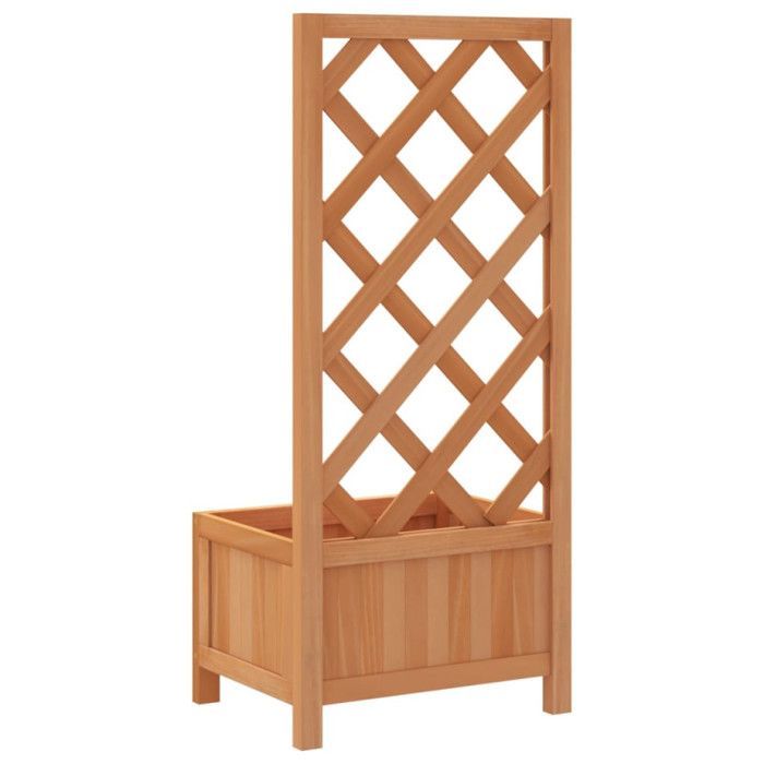 vidaXL Planter with Trellis, Raised Bed, Flower Box, Plant Pot, Flower Box for Garden, Patio, Terrace, Brown 365473