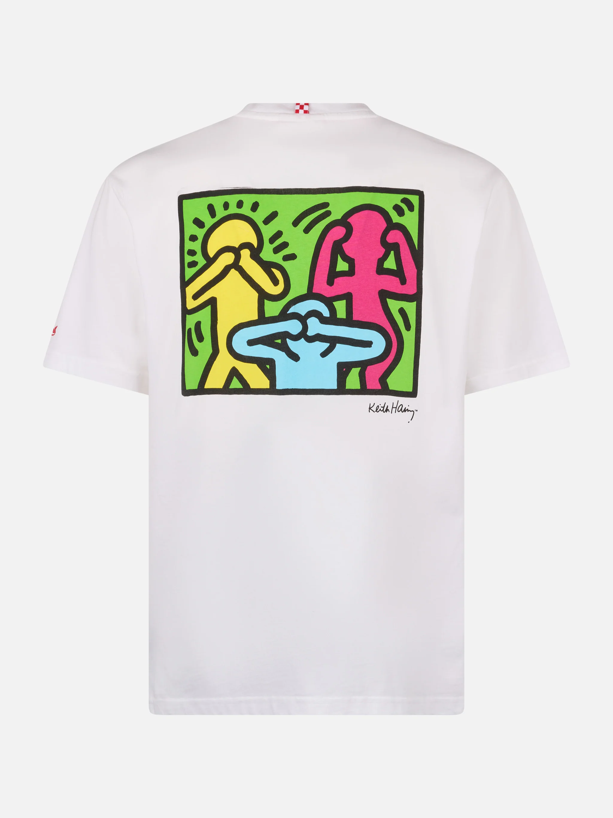 T-shirt da uomo in cotone con stampa fronte e retro del disegno Keith