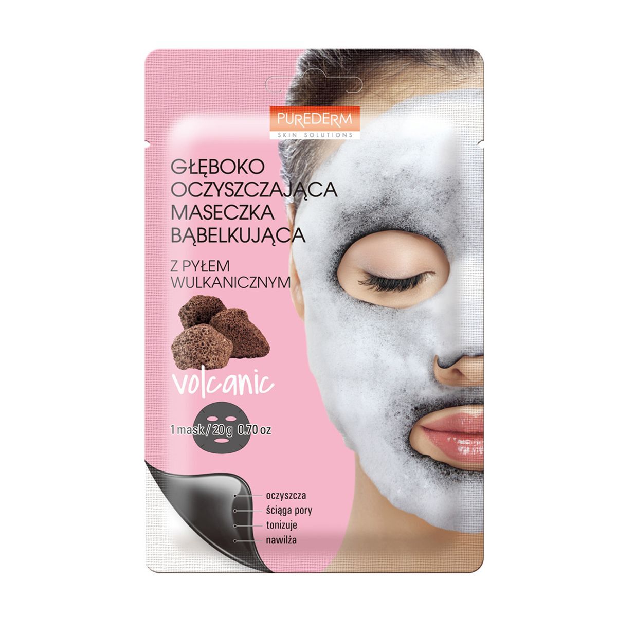 Purederm Deep Purifying Black O2 Bubble Mask s vulkanickou tekutinou na obličej 1 ks