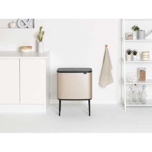 BRABANTIA Poubelle Bo Touch Bin - 3 x 11L - Metallic Gold