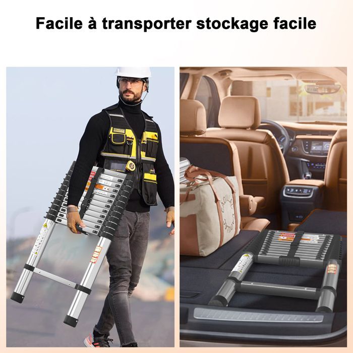 Multifunctional folding telescopic ladder, non-slip, suitable for family apartment office shed (3.8 m)
