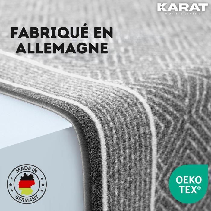 Tapis sur mesure Olymp, Tapis d’intérieur Motif losanges, Argent 80 x 150 cm