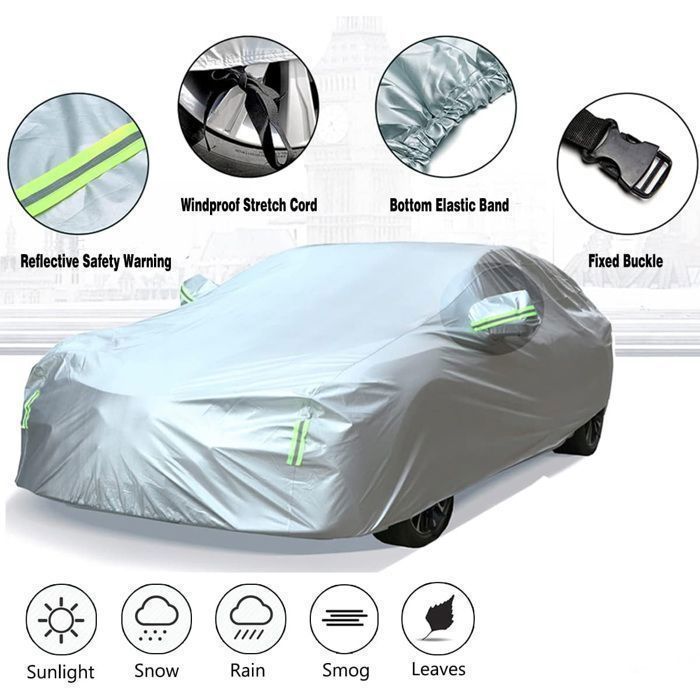 Capa para carro, capa universal 190T totalmente impermeável, respirável, resistente à chuva, neve e calor, 4,9 x 1,8 x 1,5 m