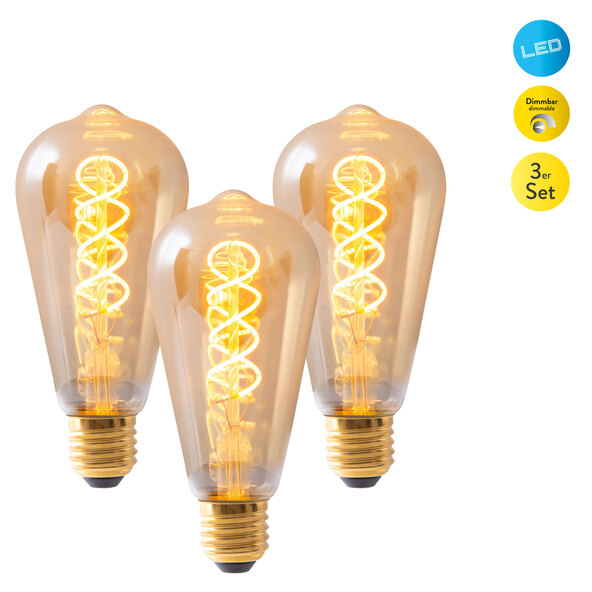 Bec LED Dilly Ø 6,4 cm E27 4 W, set de 3