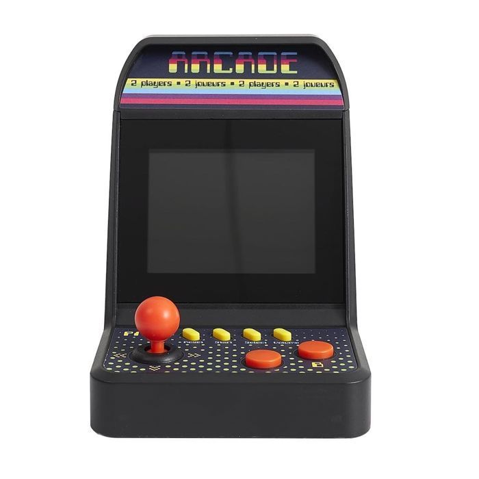Mini retro arcadekast voor 1-tegen-1 duels, zwart, met 100 ingebouwde klassieke spellen.