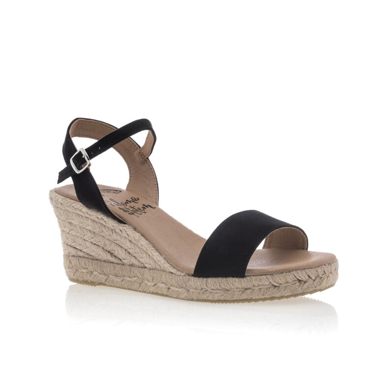 Zwarte espadrilles voor dames met touwzolen