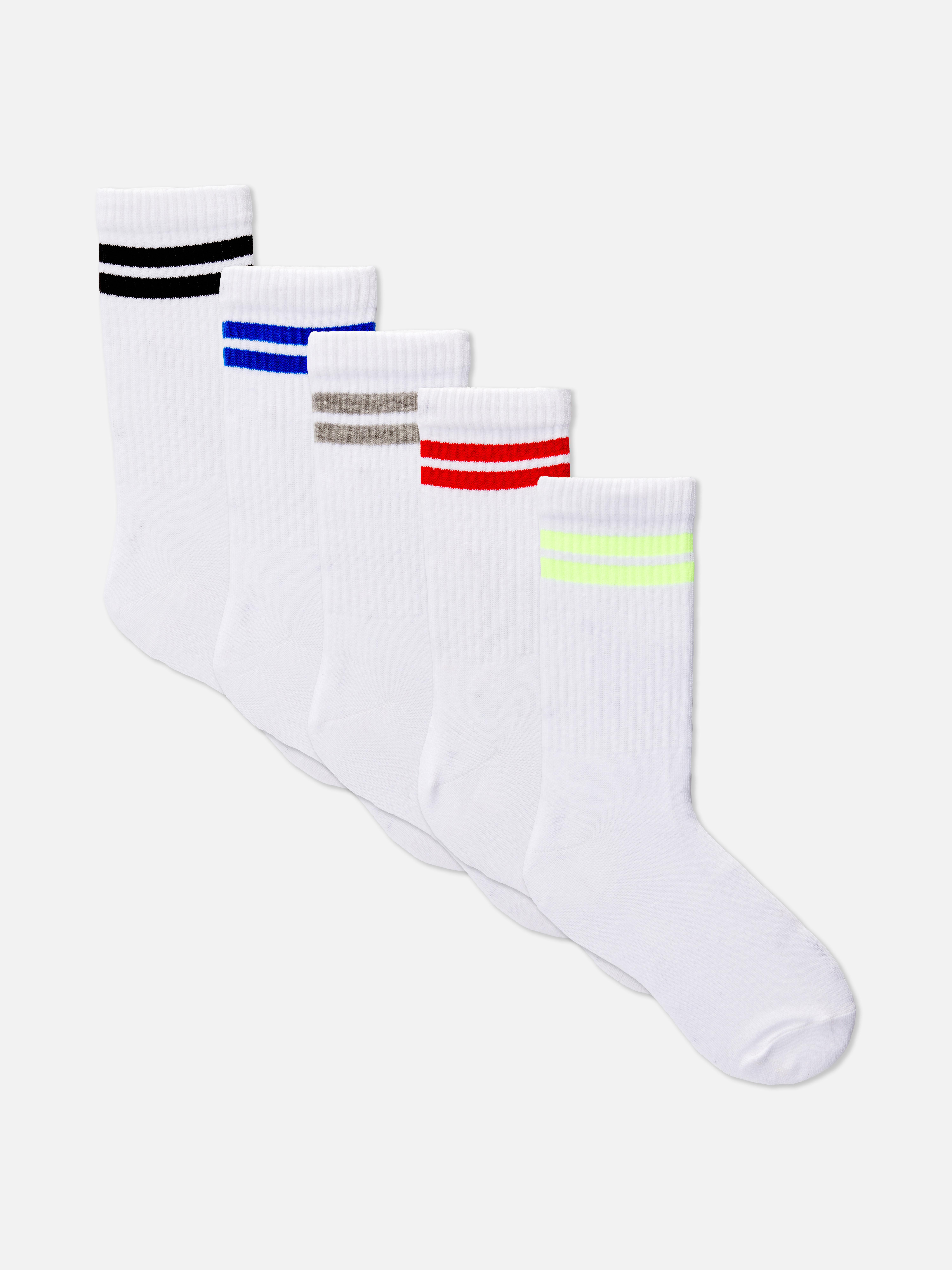 Șosete cu dungi până la gleznă, set de 5 Cinci perechi de șosete cu dungi colorate până la gleznă