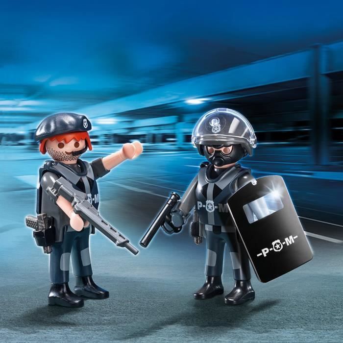 PLAYMOBIL - Ação na Cidade - Dupla de Policiais das Forças Especiais - 2 policiais com coletes à prova de balas e armas