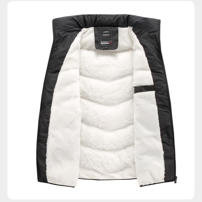 Chaqueta acolchada sin mangas para hombre con forro polar, tallas grandes, cuello alto - Negra
