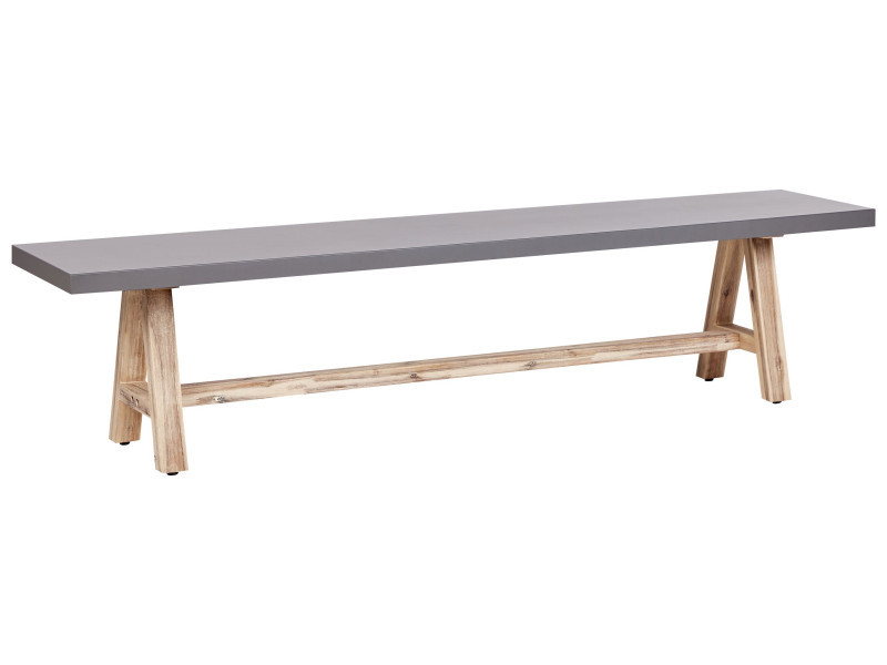 Ławka ogrodowa beton 200 cm szara jasne drewno