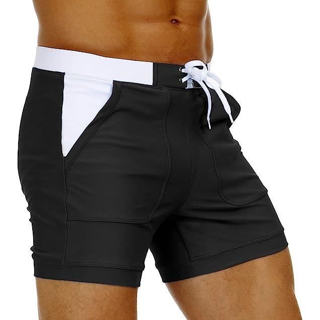 Men's Swim Trunks Swim Shorts with Pockets, Elastic Waist and Drawstring Sporty Style Slim Fit Black