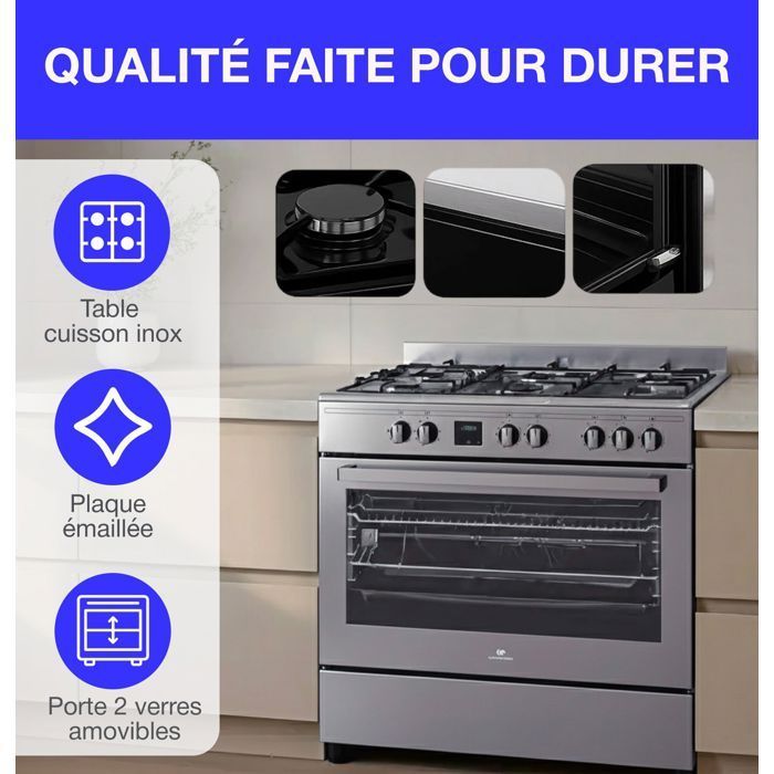 Continental Edison CECP9060IXDD 95L Multifunctionele Katalytische Oven met Digitaal Display - B90 x H85 cm - Roestvrij Staal