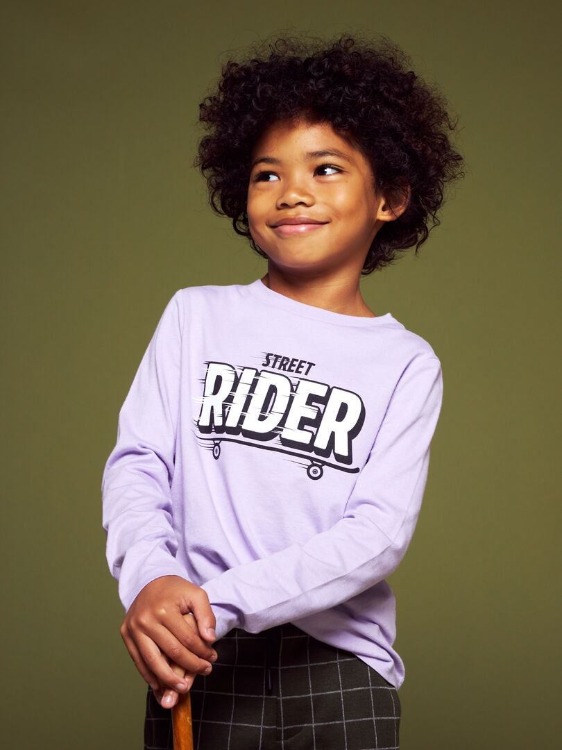 Långärmad t-shirt i jersey-modell med 3 stycken - LILA