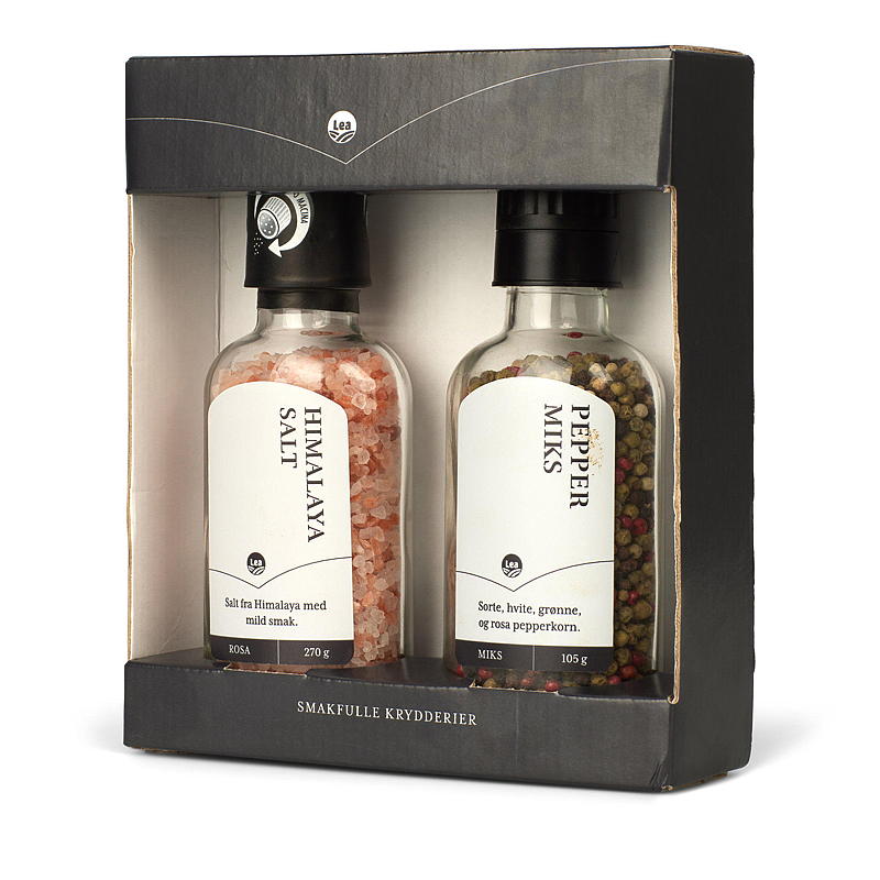 Lea gavesett med kvern Himalaya salt og pepperblanding