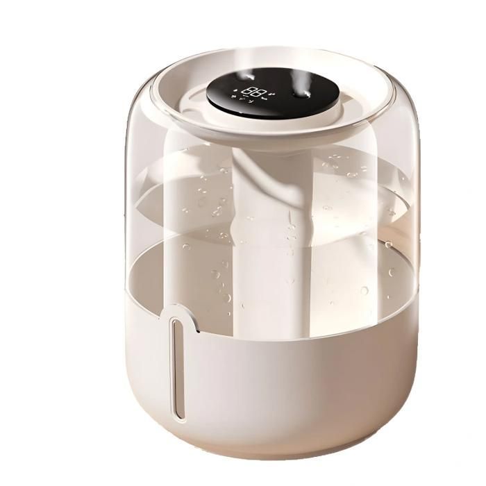 Humidificador de 6,8 litros, pantalla LED, doble salida de niebla, luz nocturna, funcionamiento silencioso, portátil, color beige.
