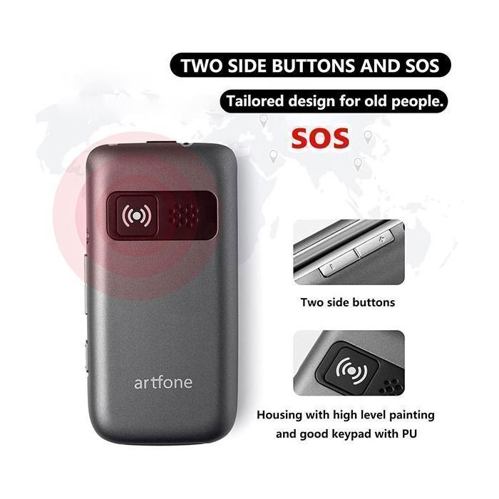 artfone G6 4G lukitsematon läppäpuhelin senioreille, hätäpainike, kaksi 2,4