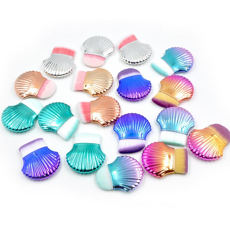Pinceau de maquillage sirène coquillage, pinceau poudre, pinceau fond de teint, pinceau blush, pinceaux de maquillage portables en forme de queue de poisson