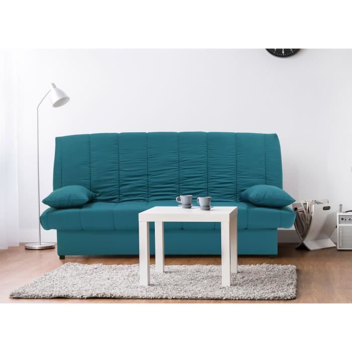 Divano letto a 3 posti con meccanismo click-clack - Blu anatra - L 190 x P 92 cm - MILA