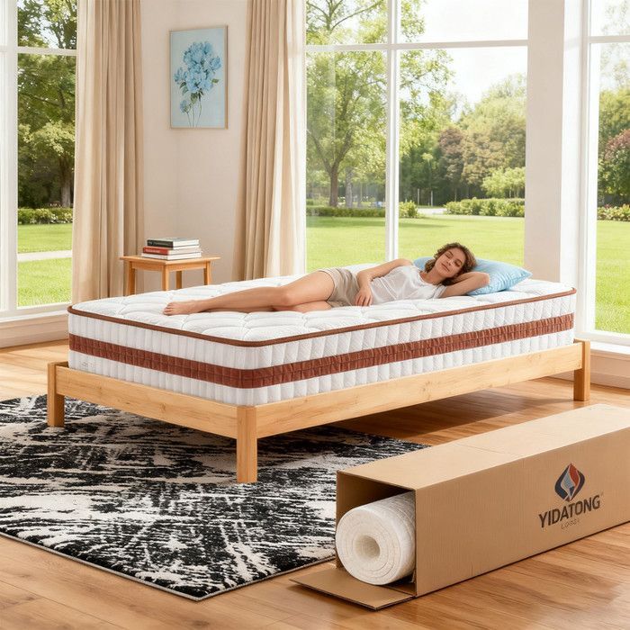 Colchón de 90x190 cm - Extra grueso de 26 cm - Espuma viscoelástica y muelles ensacados de 8 zonas - Firmeza H3 - Oeko-Tex