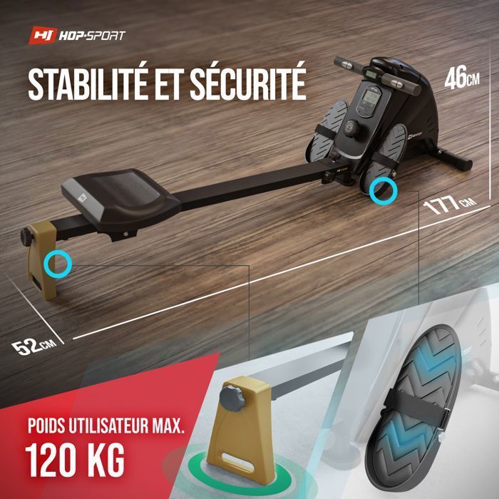 Hop-Sport HS-030R Boost opvouwbare roeimachine voor thuisgebruik, magnetische rem, 10 weerstandsniveaus, 9 kg vliegwiel, max. 120 kg