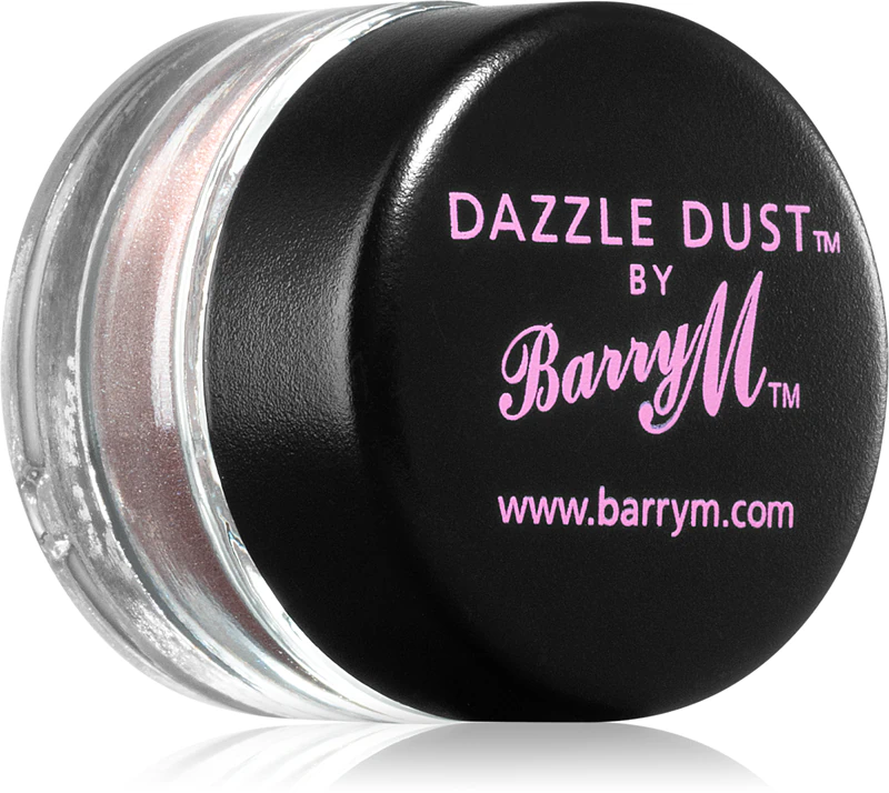Barry M Dazzle Dust é um cosmético multifuncional para maquiagem dos olhos, lábios e rosto.