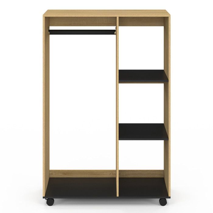 Armadio IDMARKET RACHEL 80 x 40 x 120 cm su ruote, faggio e nero