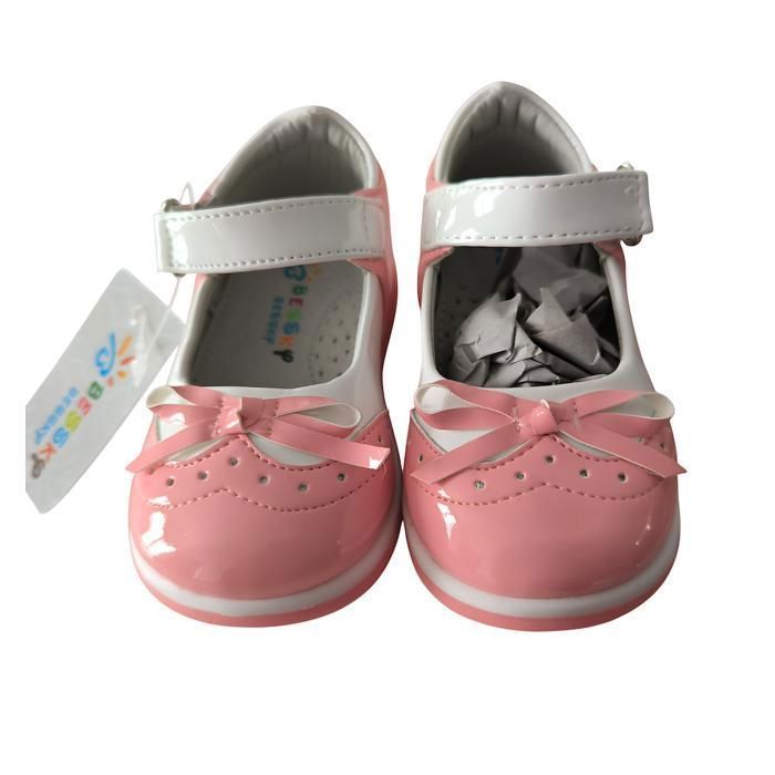 Zapatos - Bebé - Niña - Mary Janes - Zapatos tipo T - Piel - Charol - Rosa - Blanco - Estampado de lazo - Tallas 21 a 26