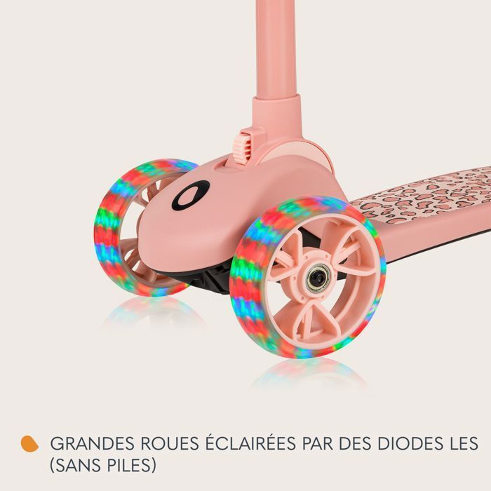 Draisienne trottinette enfant avec Casque LIONELO Franky - Roues éclairées - Jusqu’à 50 kg - Panier - Pliable - Rose
