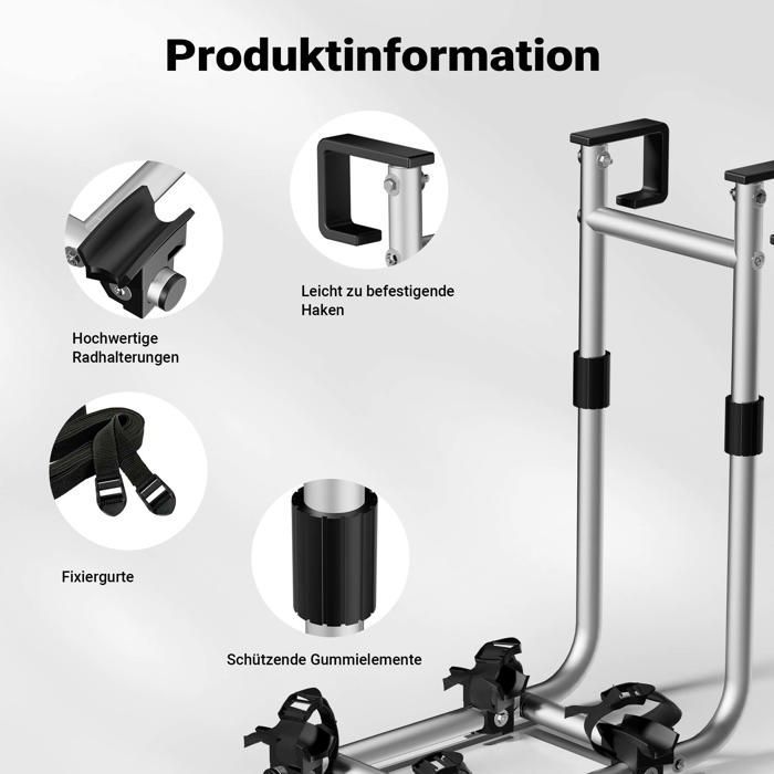 Portabicicletas Wiltec para autocaravanas – 2 piezas, capacidad de 30 kg – Aluminio y TPR – para caravanas/escaleras de techo – Todo terreno