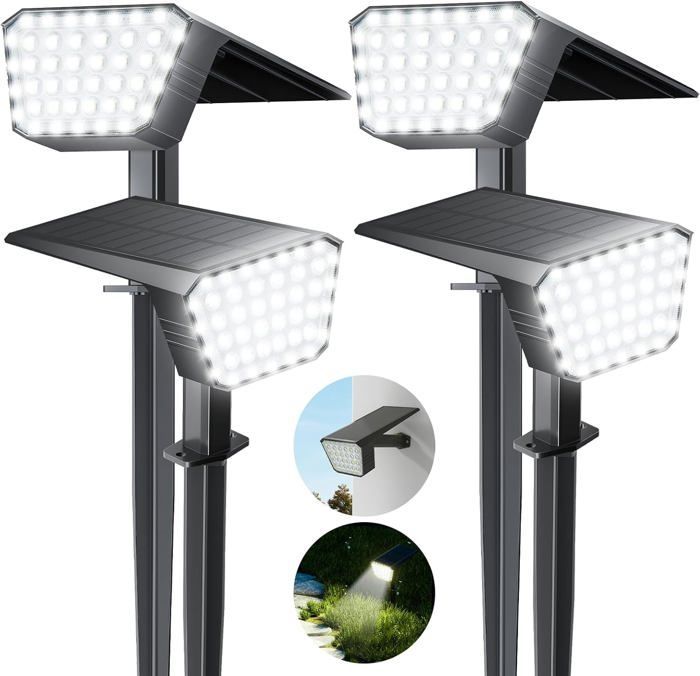 Focos solares para exteriores, 4 unidades, 44 luces LED solares para exteriores con 3 modos de iluminación, lámpara solar para exteriores con clasificación de impermeabilidad IP65.