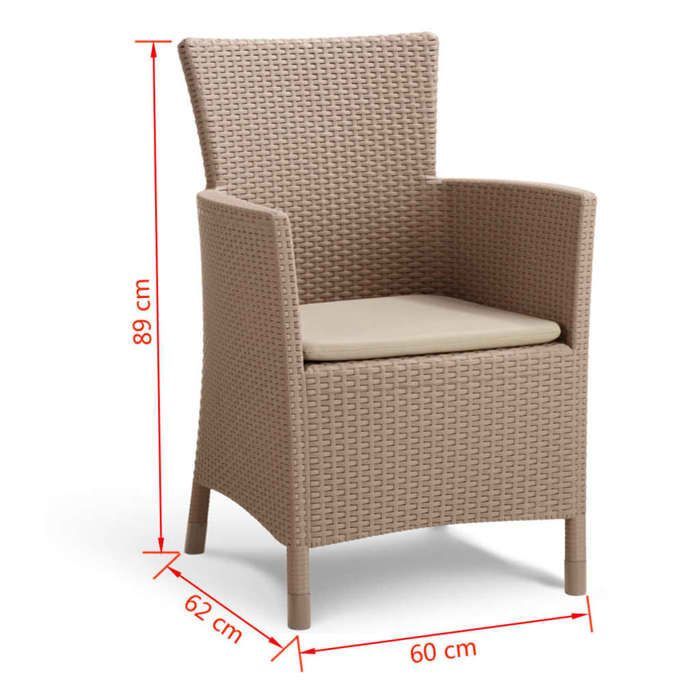 Fauteuil de jardin - Allibert by KETER - IOWA - En résine imitation rotin tressé - Coloris : cappuccino - Avec coussin