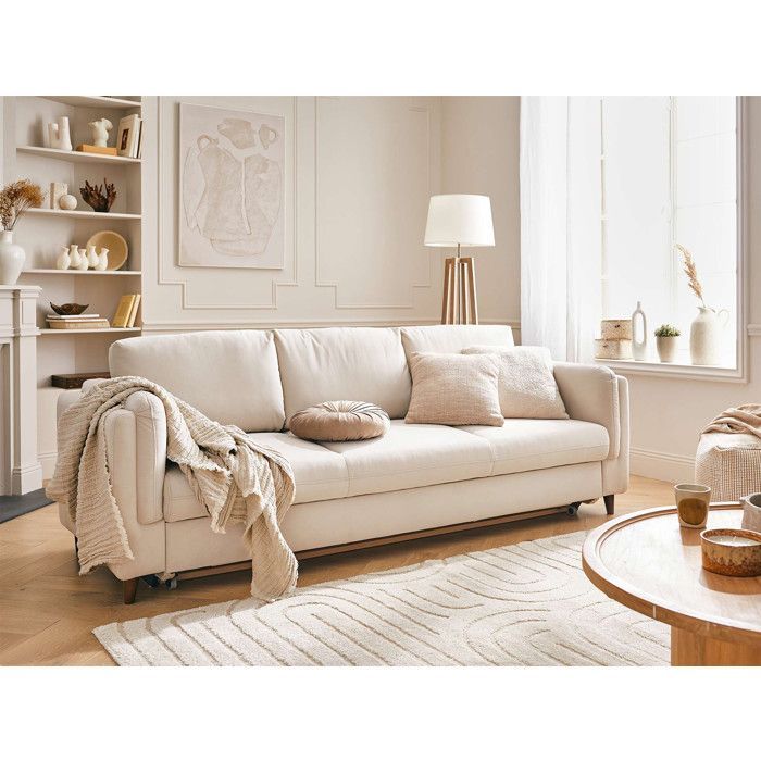 Brooke - Sofá cama de 3 plazas - en terciopelo - Beige