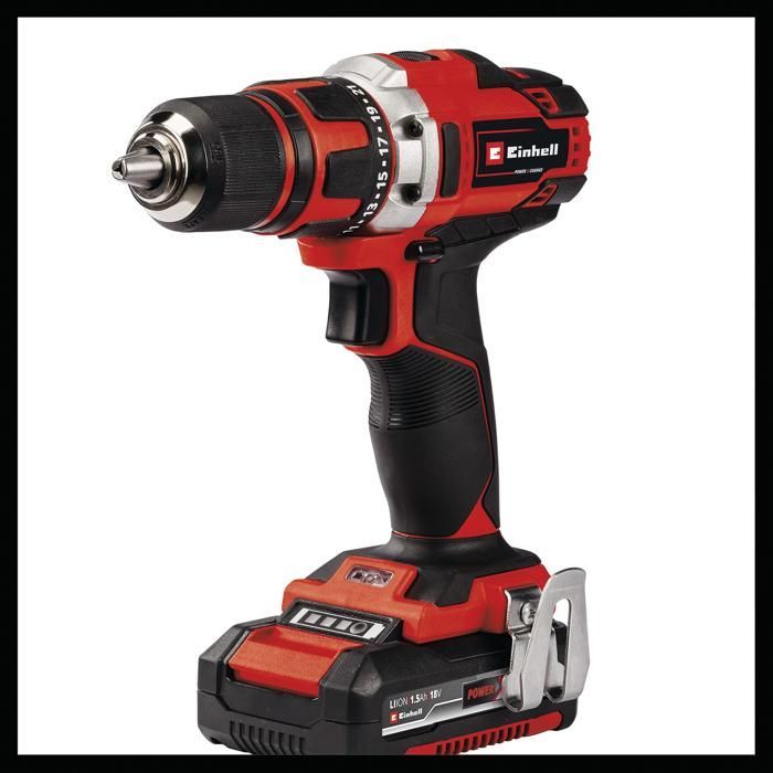 Einhell Perceuse Visseuse sans fil TE-CD 18/40-1 Li (2x1,5 Ah) PXC (18V) Livré avec 2 Batteries 1,5 Ah et un Chargeur