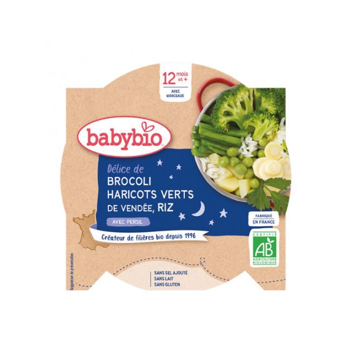 Babybio - Bonne nuit brocoli haricots verts riz avec persil 12 mois et +