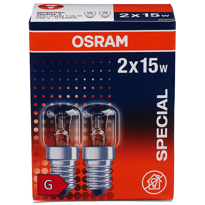 Bombilla para horno Osram de 15 W, paquete de 2 unidades, casquillo E14