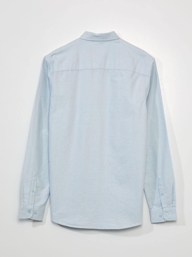 Camisa de manga comprida de corte reto - AZUL