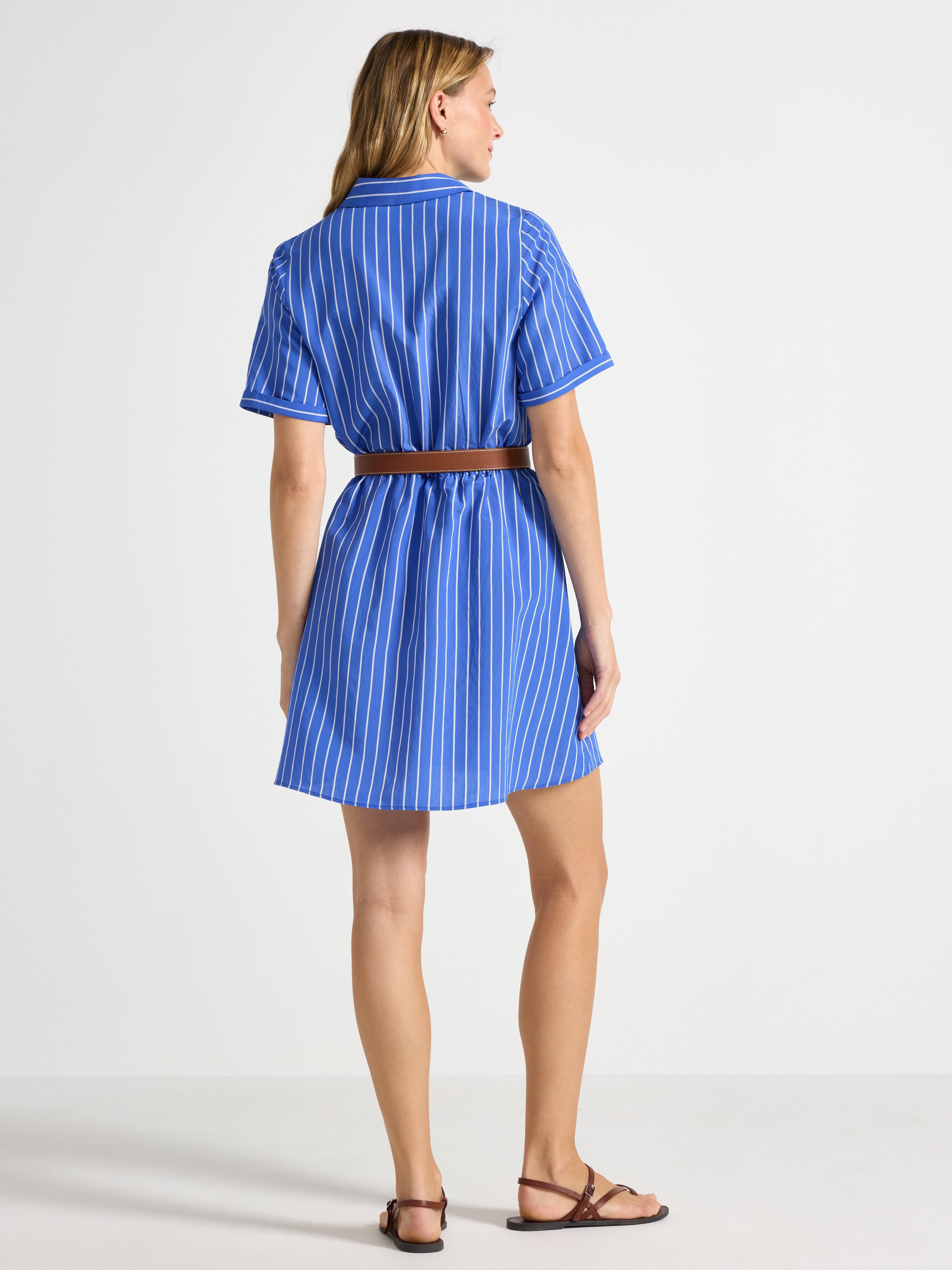 Vestido camisa listrado azul