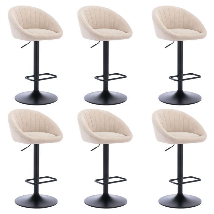 Wahson barkrukken set van 2, hoge stoffen barkrukken met voetensteun voor bar/keuken, beige